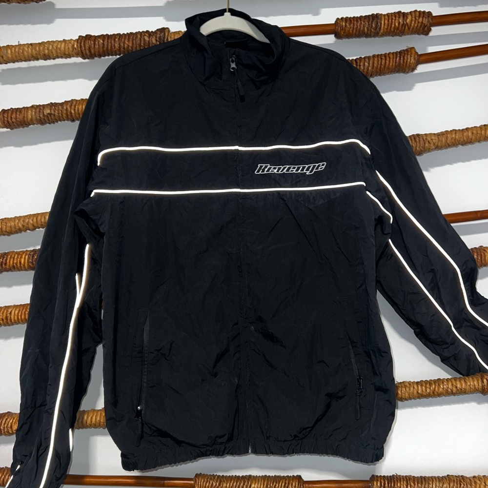 Revenge Clothing Black Windbreaker with White Accents